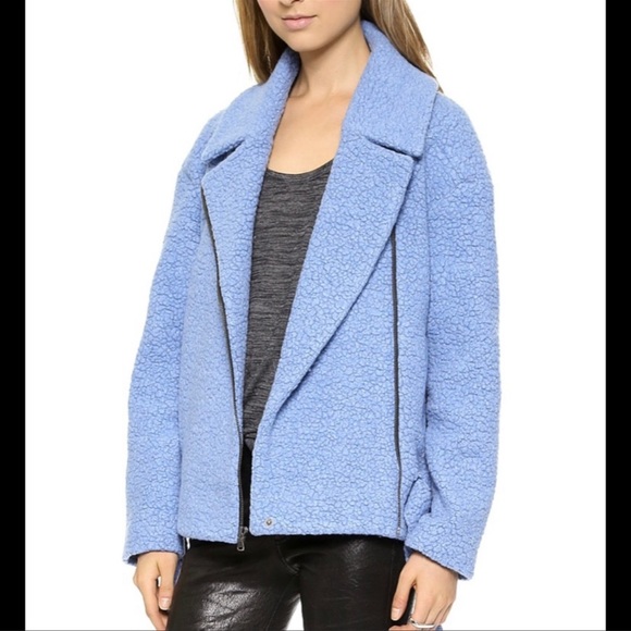 Tibi Blue Oversized Moto Jacket Coat Bloggers Fav EUC SZM - Picture 4 of 13